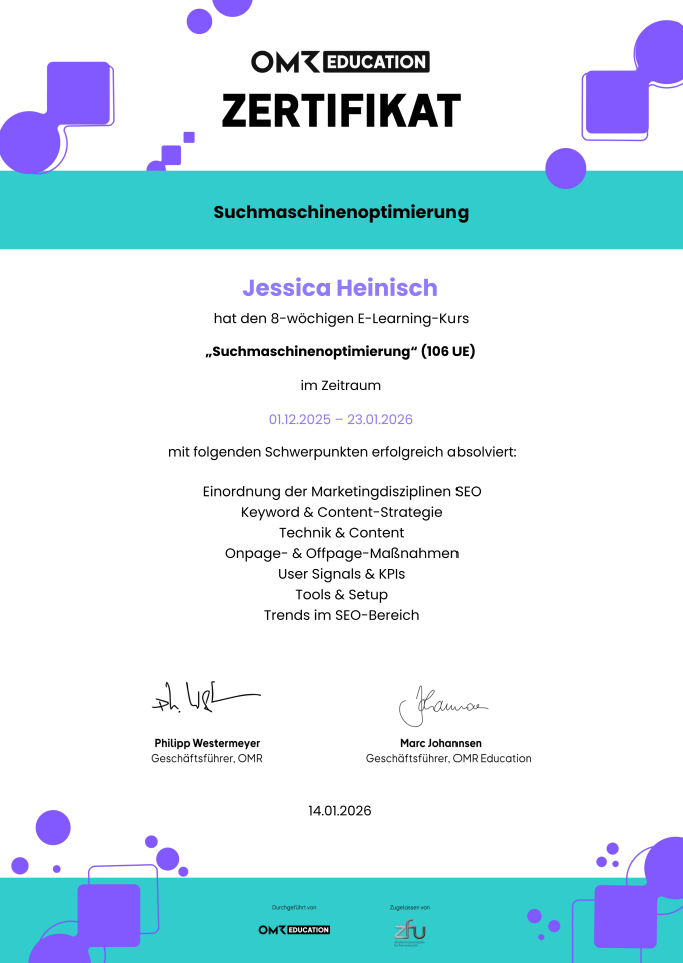 Suchmaschinenoptimierung Zertifikat OMR